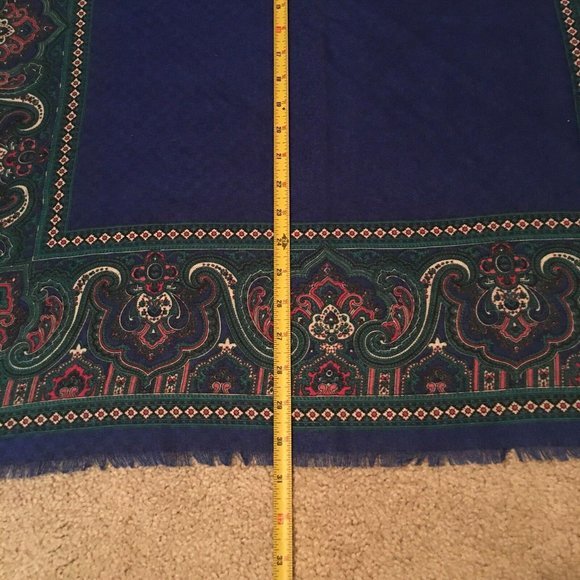 Pretty Patterned Blue Square Scarf - Picture 5 of 12